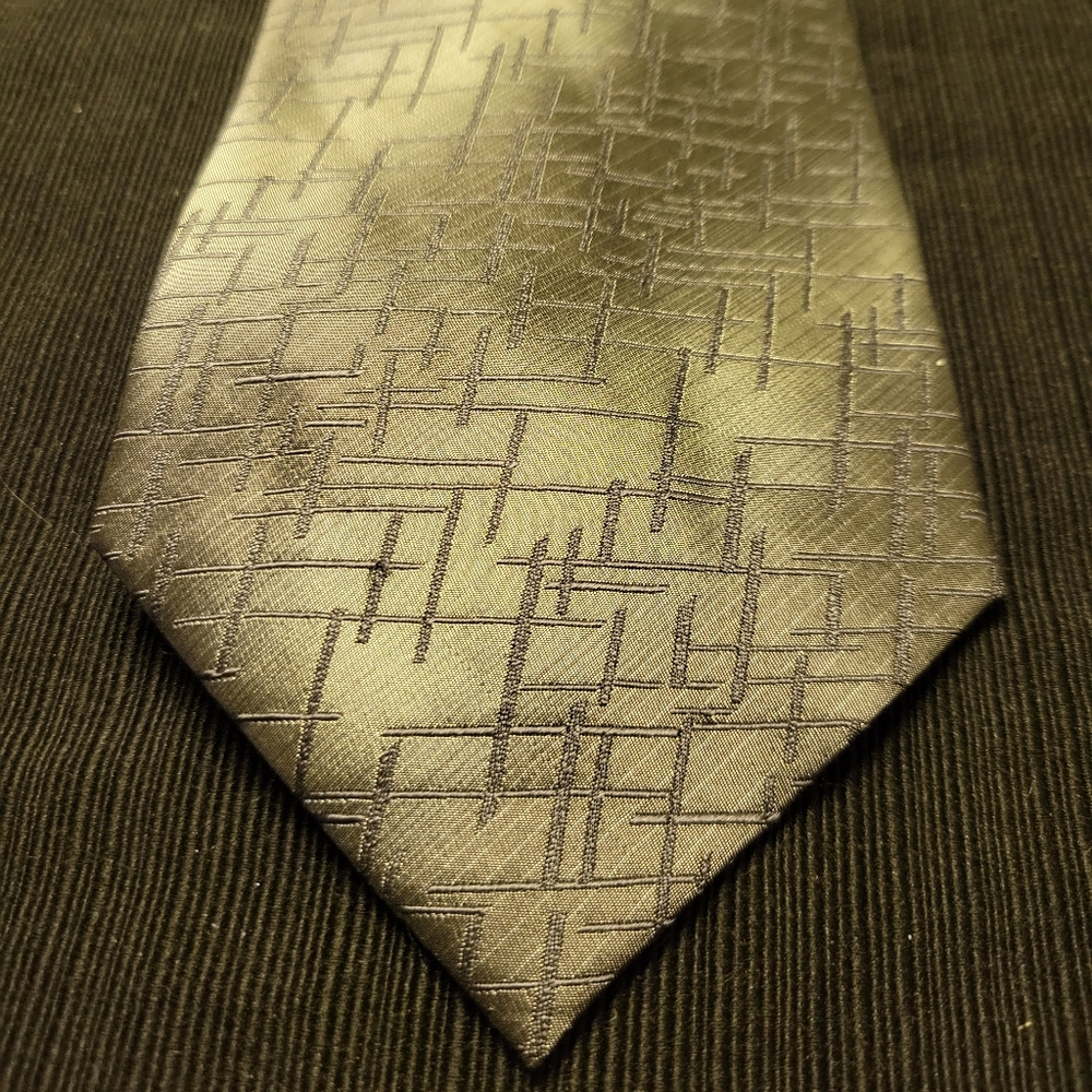Vtg Versini 💯 Silk Steel Charcoal Tie